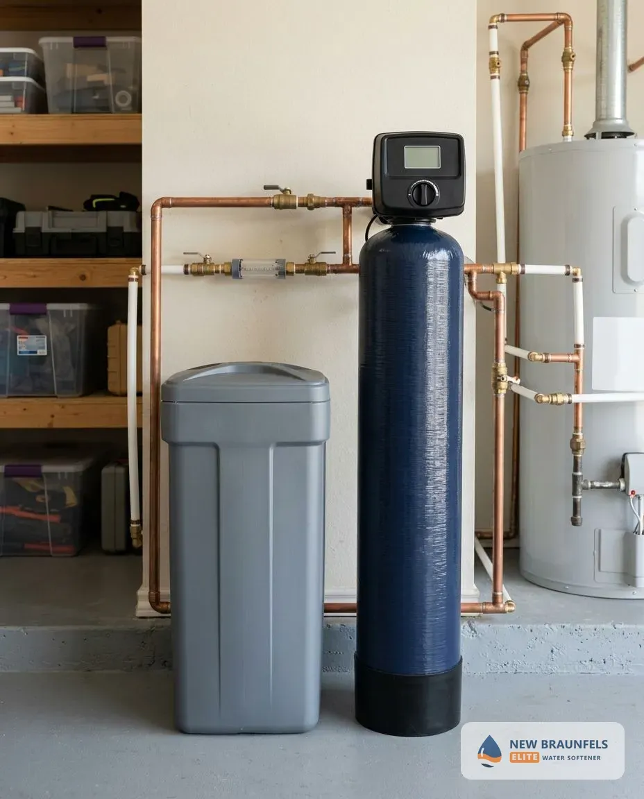 Installed water softener system New Braunfels TX garage